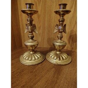Pr Metal Eagle Candle Holder  8.5 " H Pre-owned Needs Cleaning Scuffed With Age